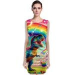 TRex/unicorns Sleeveless Velvet Midi Dress