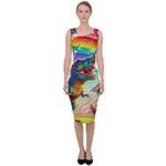 TRex/unicorns Sleeveless Pencil Dress