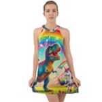TRex/unicorns Halter Tie Back Chiffon Dress