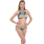 TRex/unicorns Cross Front Halter Bikini Set