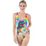 TRex/unicorns High Leg Strappy Swimsuit