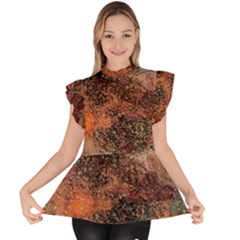 Ruffle Collar Short Sleeve Chiffon Top 