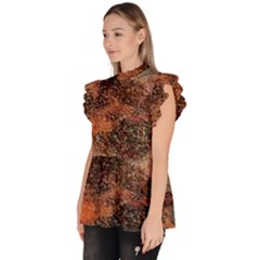 Ruffle Collar Short Sleeve Chiffon Top 