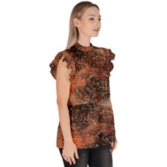 Ruffle Collar Short Sleeve Chiffon Top 
