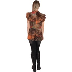 Ruffle Collar Short Sleeve Chiffon Top 