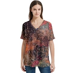 V-Neck Split Shoulder Casual T-Shirt 
