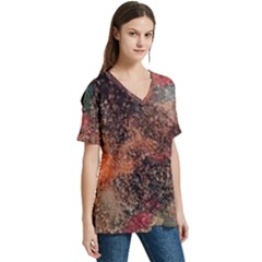 V-Neck Split Shoulder Casual T-Shirt 
