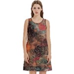 abstraction 22 Round Neck Sleeve Casual Dress With Pockets
