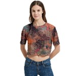 abstraction 22 Women s Round Neck Short Sleeve Crop Top