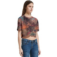 Women s Round Neck Short Sleeve Crop Top 