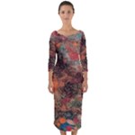 abstraction 22 Quarter Sleeve Midi Bodycon Dress
