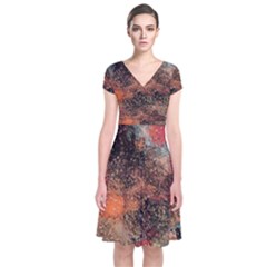 Short Sleeve Front Wrap Dress 