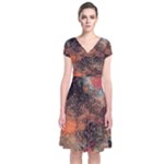 abstraction 22 Short Sleeve Front Wrap Dress