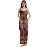 abstraction 22 Spaghetti Top Long Pants Satin Pajamas Set