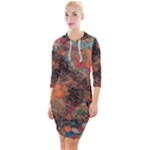 abstraction 22 Quarter Sleeve Hood Bodycon Dress