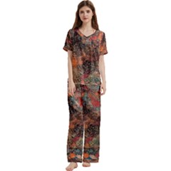 Short Sleeve Satin Pajamas Set With Pockets 