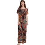 abstraction 22 Short Sleeve Satin Pajamas Set With Pockets