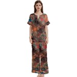 abstraction 22 Short Sleeve Long Pants Satin Pajamas Set