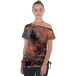 abstraction 22 Off Shoulder Tie-Up T-Shirt