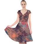 abstraction 22 Cap Sleeve Front Wrap Midi Dress