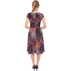 Cap Sleeve Front Wrap Midi Dress 
