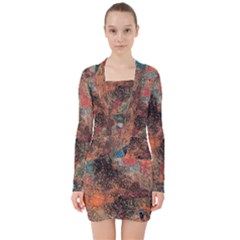 V-neck Bodycon Long Sleeve Dress 