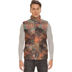 abstraction 22 Men s High Neck Button Up Puffer Vest from ArtsNow.com
