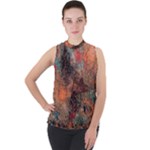 abstraction 22 Mock Neck Chiffon Sleeveless Top