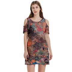 Women s Cold Shoulder Round Neck Mini Dress 