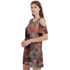 Women s Cold Shoulder Round Neck Mini Dress 