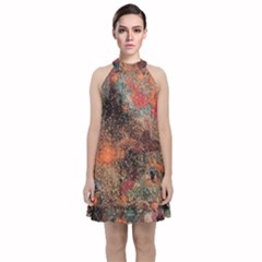 Velvet Halter Neckline Dress  