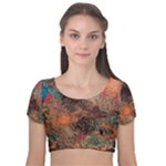 abstraction 22 Velvet Short Sleeve Crop Top 