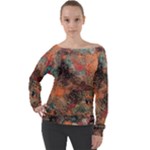 abstraction 22 Off Shoulder Long Sleeve Velour Top