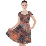 abstraction 22 Cap Sleeve Midi Dress With Pockets