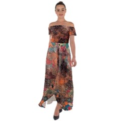 Off Shoulder Open Front Chiffon Dress 