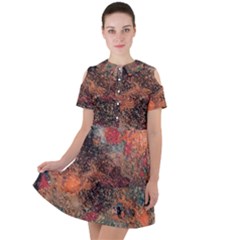 Short Sleeve Shoulder Cut Out Dress  