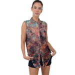 abstraction 22 Sleeveless Chiffon Button Shirt