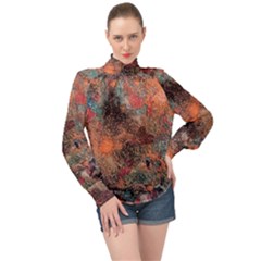 High Neck Long Sleeve Chiffon Top 
