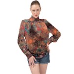 abstraction 22 High Neck Long Sleeve Chiffon Top