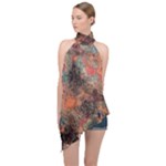 abstraction 22 Halter Asymmetric Satin Top