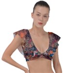 abstraction 22 Plunge Frill Sleeve Bikini Top