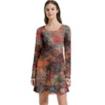 abstraction 22 Long Sleeve Velour Skater Dress