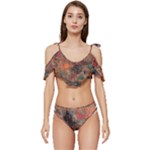 abstraction 22 Ruffle Edge Tie Up Bikini Set	