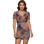 abstraction 22 Low Cut Cap Sleeve Mini Dress