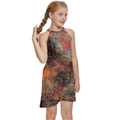 Kids  Halter Collar Waist Tie Chiffon Dress 