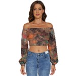 abstraction 22 Long Sleeve Crinkled Weave Crop Top