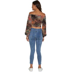 Long Sleeve Crinkled Weave Crop Top 