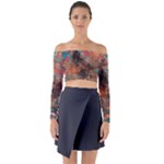 abstraction 22 Long Sleeve Off Shoulder Crop Top