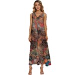 abstraction 22 V-Neck Sleeveless Wide Leg Pants Overalls