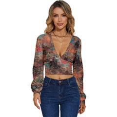 Long Sleeve Deep-V Velour Top 